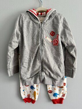 Monica and Andy Baseball Sporty Hoodie Set EUC 4T